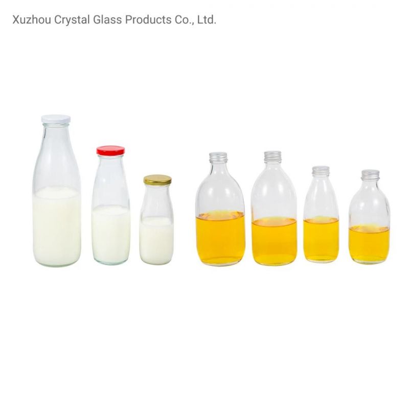 Print Logo 500 Ml Round Juice Beverage Milk Glass Bottles