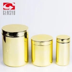 Golden Chromed Frost Plastic Canister for Sports Supplements