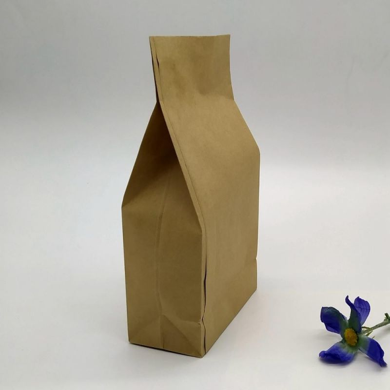 Paper Popcorn Packing Pouch with Clear Window/Compostable Cookie Bag/Paper PLA Compostable Bag