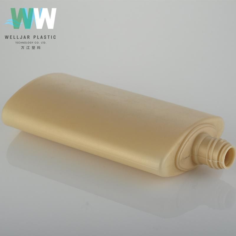 190ml Yellow Packaging Container HDPE Slender Mouth Plastic Flat Bottle