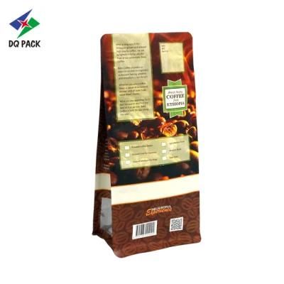 Dq Pack Custom Logo Mylar Bag Custom Printed Coffee Bag Antistatic Coffee Bag Qual-Seal Flat Bottom Bag with Valve for Coffee Packaging