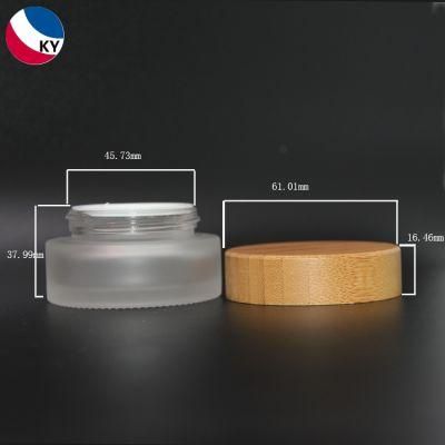 30ml 50ml Luxury Frost Glass Jars Container with Bamboo Lid Screw Top