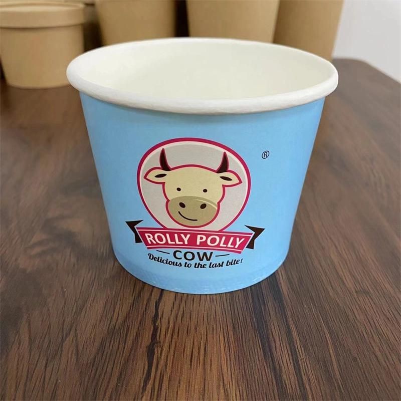 78*63*56mm 4oz Customized Double PE Paper Ice Cream Containers with Lid