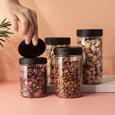 Pet Plastic Food Packaging 400ml 500ml 615ml Sealed Wide Mouth Bottles Cookies Candy Cans