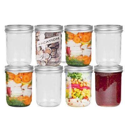 Customized Glass Mason Jars for Liquid Jam Food Packing with Food Safety Grade 4oz 8oz 12oz