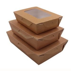 FDA Custom Kraft Paper Waterproof Oil-Proof Salad Hotdog Snack Fast Food Sushi Fried Chicken Lunch Meal Takeaway Packaging Carton Box