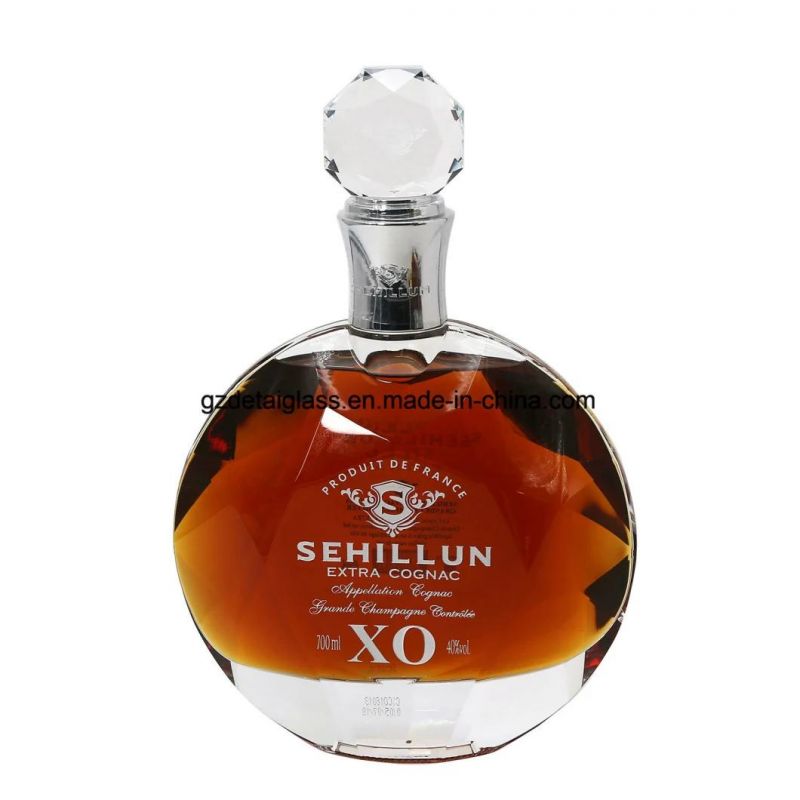 2020 New Design Hot Sale Glass Liquor Wine Brandy Bottle 700ml