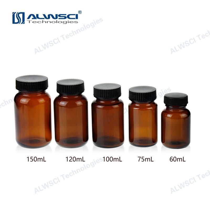 Alwsci Wide Mouth 120ml 38-400 Wide Mouth Amber Glass Bottle