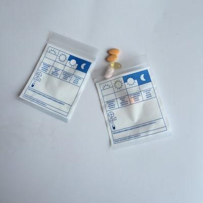 Group of Medicine in Transparent on White Background Plastic Pill Bag with Zip Lock