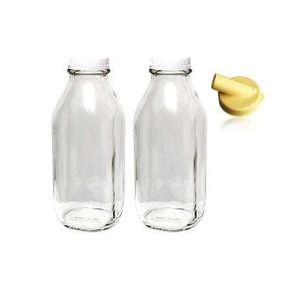 500ml 1000ml Clear Empty Dairy Square Vintage Milk Bottle Glass