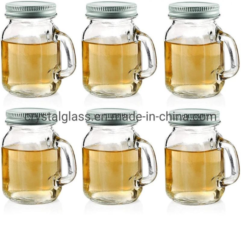 16oz Mason Jar Drinking Glass with Straw/Drinking Mug, Beer Mugs with Handle