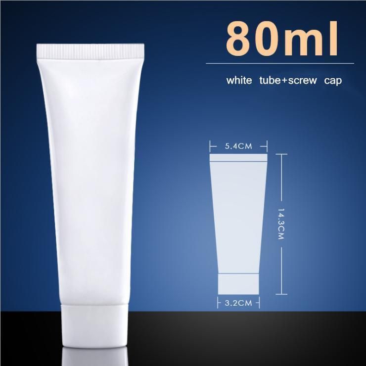 80ml Customized White Cosmetic Plastic Bottle Hose for Hand Cream/ Pigment/ Cleansing Cream/Toothpaste Packaging Bottle Plastic Soft Tube Squeeze Bottle