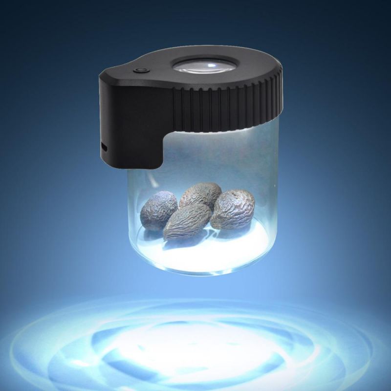 Cookies LED Light Tobacco Container Magnifying Jar with LED Light Cookies Rechargeable Medicine Box Glass Cases Jars
