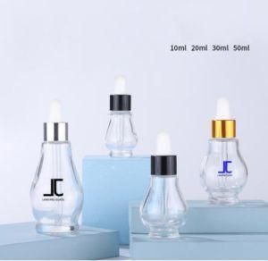 50ml Clear Gourd Cucurbit Shape Glass Bottle for Essential Oil Serum Cosmetics with Dropper Pump Cap