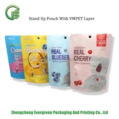 Food Grade Stand up Bags Aluminium Foil Resealable Closures Freeze Dried Fruits Doypack Ziplock