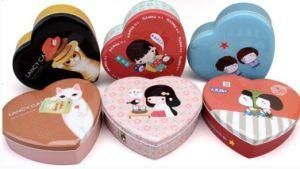 Colorful Printing Heart Shape Chocolate Tin Jar Candy Can