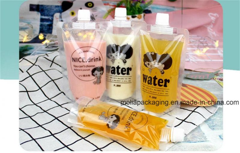 Custom Printing Plastic Stand up Pouch with Spout for Juice Packaging