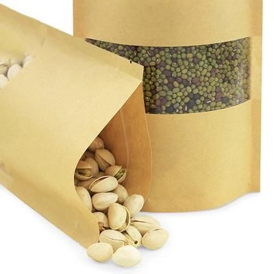 Wholesale Stand up White Brown Kraft Paper Pouch with Window