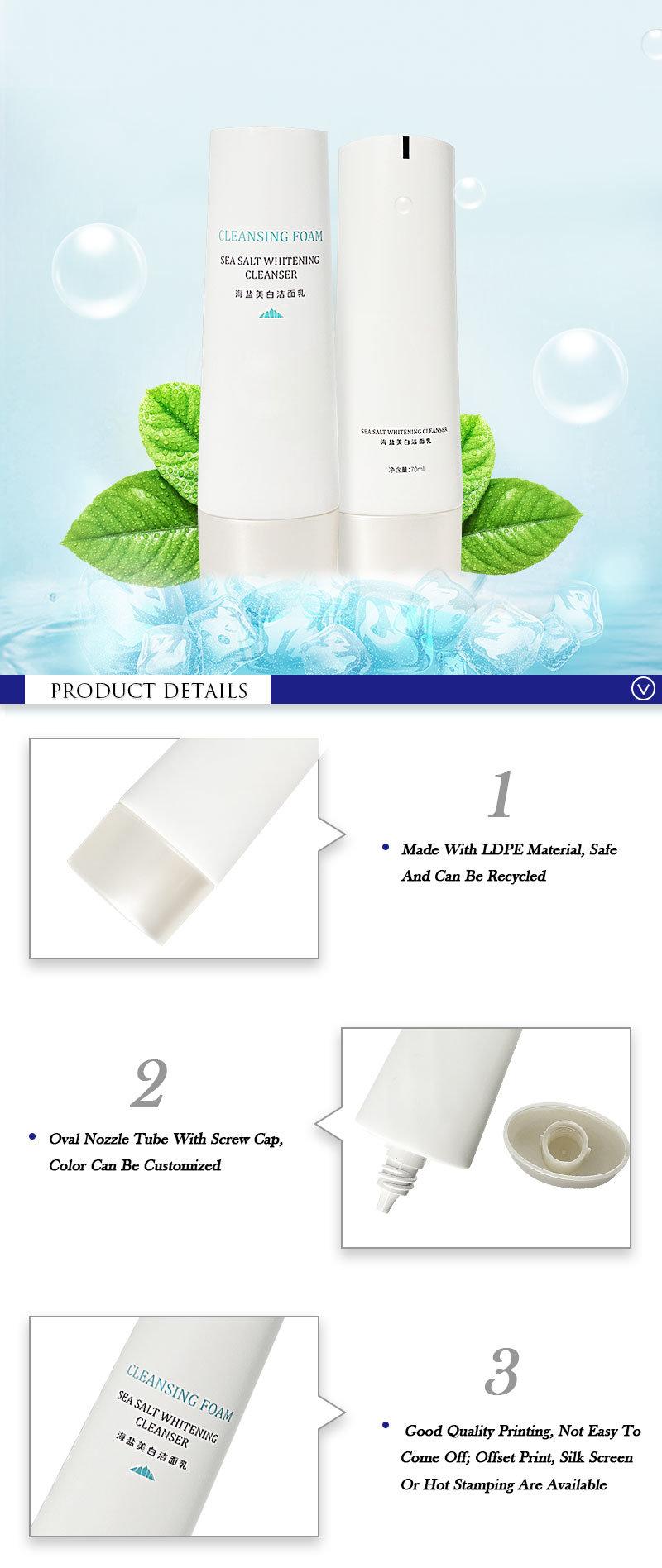 Matte White Flat Plastic Packaging Tubes Soft Squeeze Lotion Cream Tube