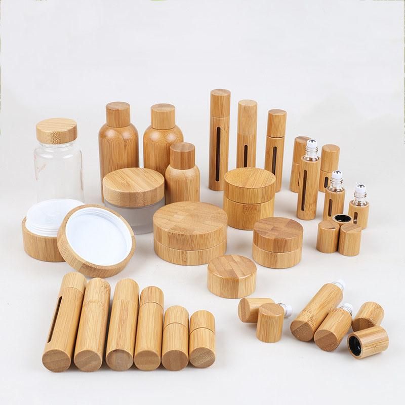 Bamboo Cosmetic Bottles with Bamboo Fine Sprayer Lotion Pump