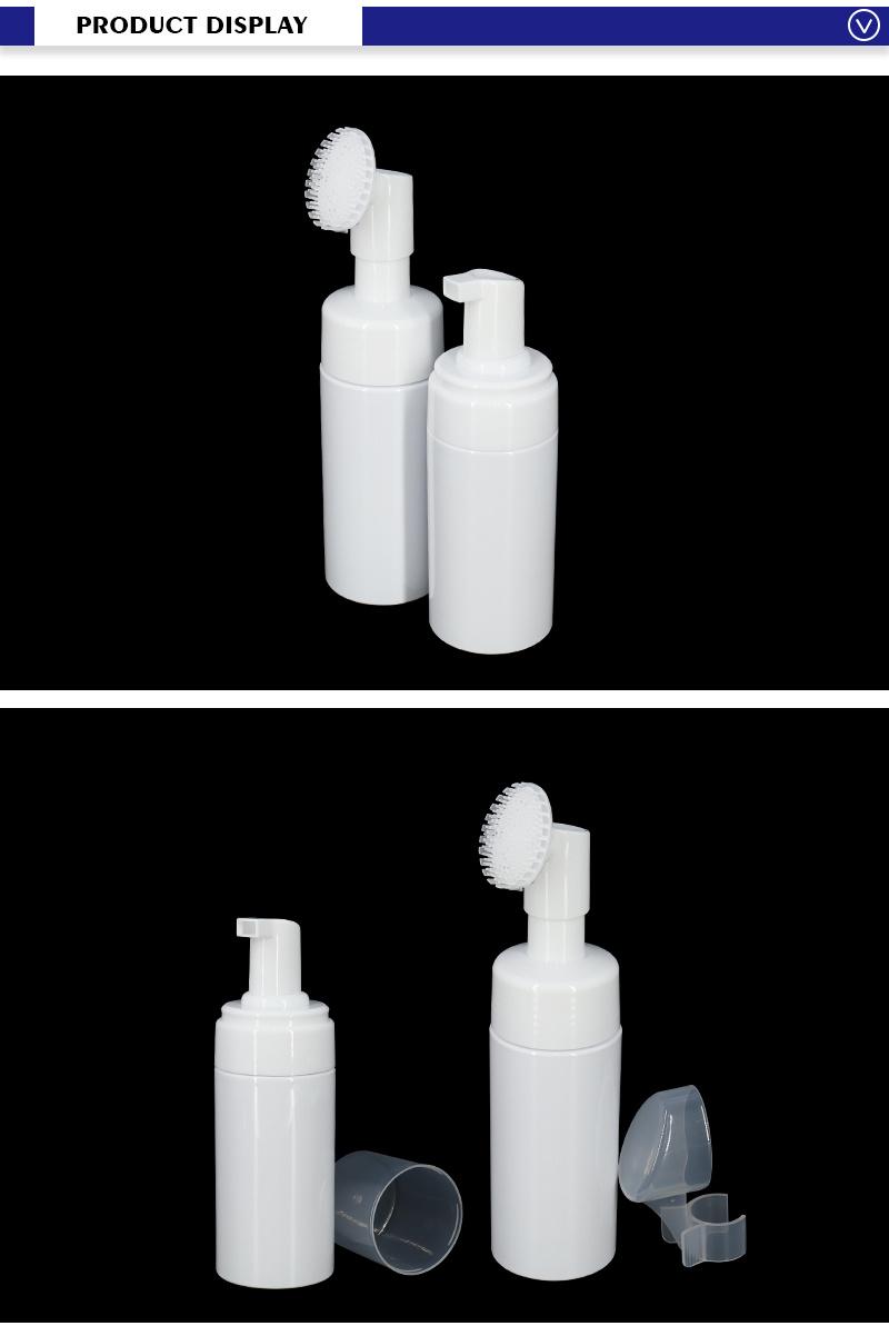 Pure White Color 200ml Pet Foaming Spray Bottles with Soft Brush