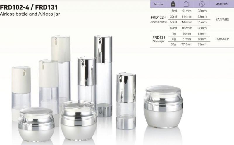15ml 30ml 50ml 60ml Glossy Silver Golden Available Airless Cream Jar Lotion Bottles for Cosmetics