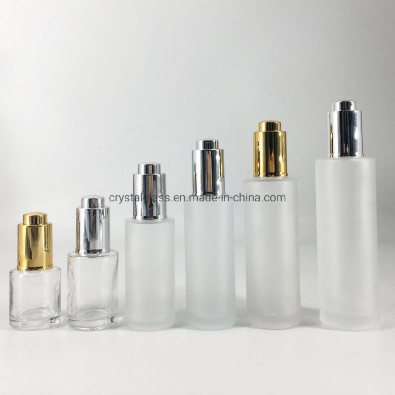 Push Button Flat Shoulder Essential Oil Bottle Customizes Frosted Cosmetic Glass Dropper Bottle