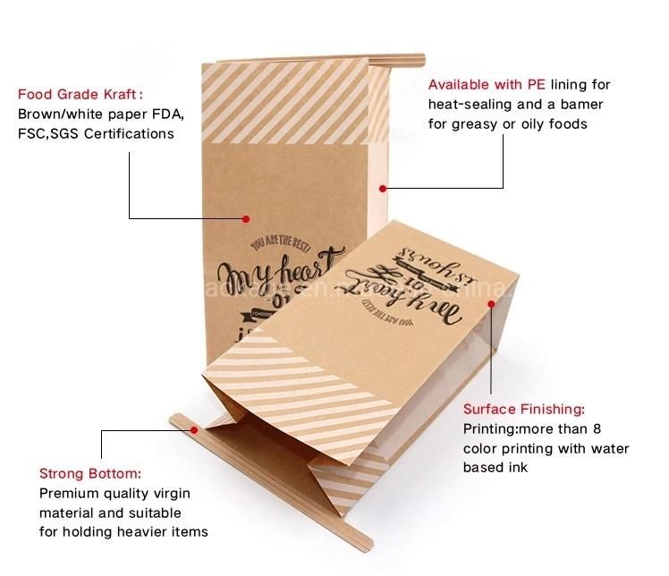 Food Packaging Tin Tie Kraft Paper Bag with Transparent Window