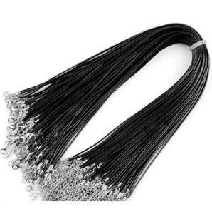 Imitation Leather Braided Wax Cord Black Rope Necklaces Chain with Lobster Clasp