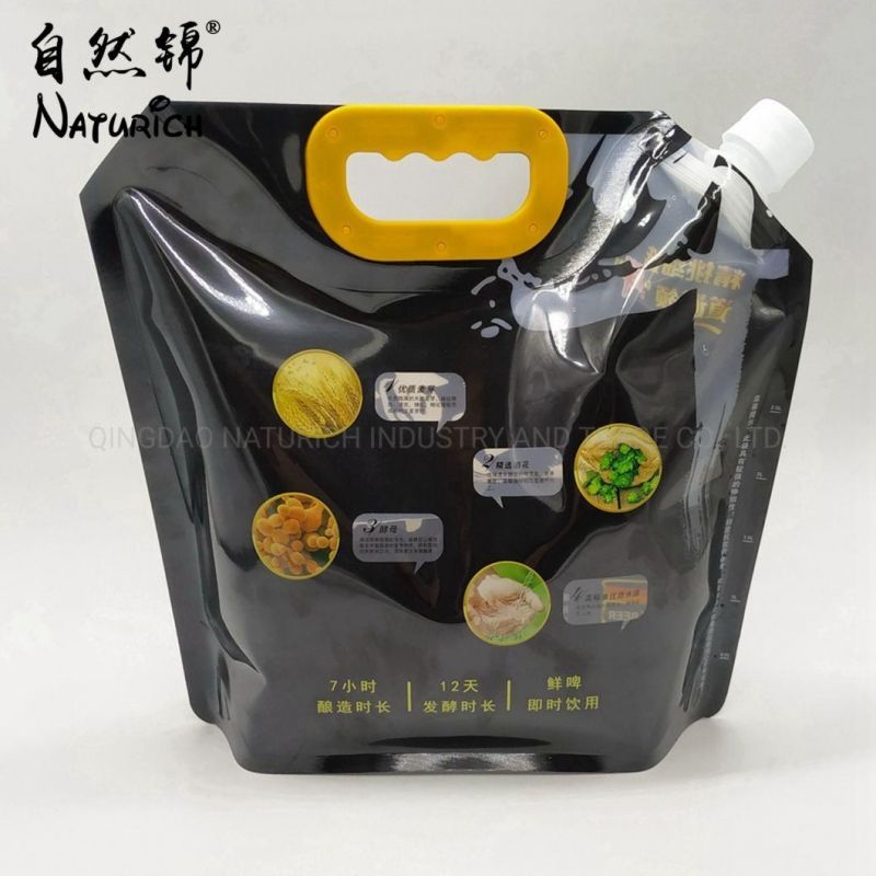 1L 3L 5L Beer/Liquid Packaging Spout Pouch with Handle