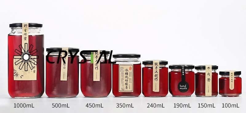 Round Shaped Glass Bottles Pickles and Jam Jars