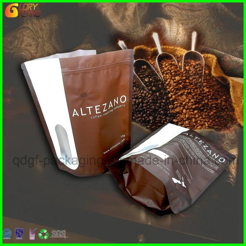 Food Packaging Biodegradable Coffee Bag with Flat Bottom Style and Zipper