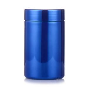 HDPE 13oz Plastic Blue Chromed Jars Screw Lid for Food Grade