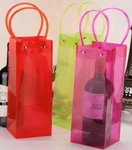Portable PVC 1.5L Wine Cooler Plastic Bottle Holder Bag