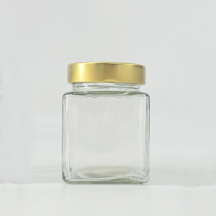 Deep Metal Lids 250ml Square Food Honey Pickles Kitchen Spices Jars Glass Jar