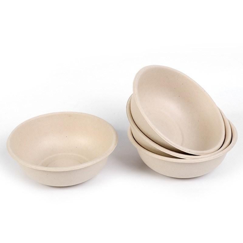 Round Heavy Duty Natural Sugarcane Bagasse Tableware Disposable Bowls for Hot Food