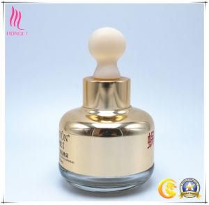 High-End 50ml 30ml Cosmetic Gold Acrylic Bottle with Metal Dropper