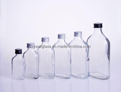 Glass Flat Alcohol Wine Liquor Beverage Drinks Bottle for Cold Brew 50ml 100ml 200ml 300ml 500ml