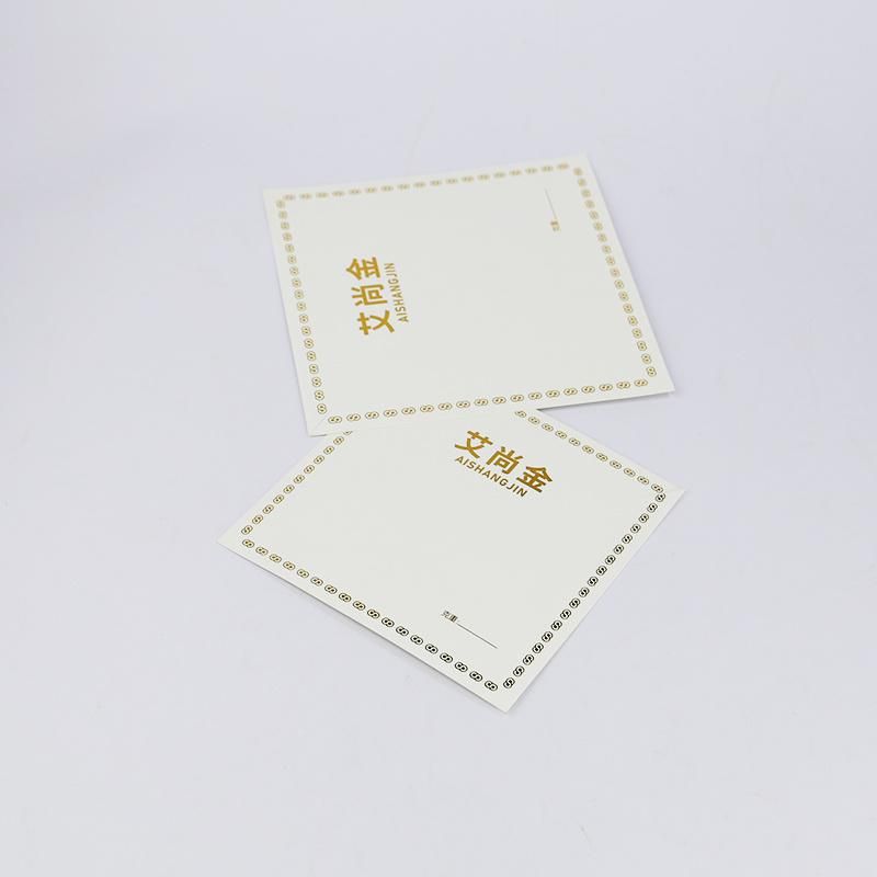 High Quality Gold Foil Logo Coated Paper Display Card Tag