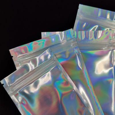 Custom Print Different Sizes Stand up Clear Hologram Holographic Laser Mylar Foil Ziplock Packaging Bag for Cosmetics Makeu