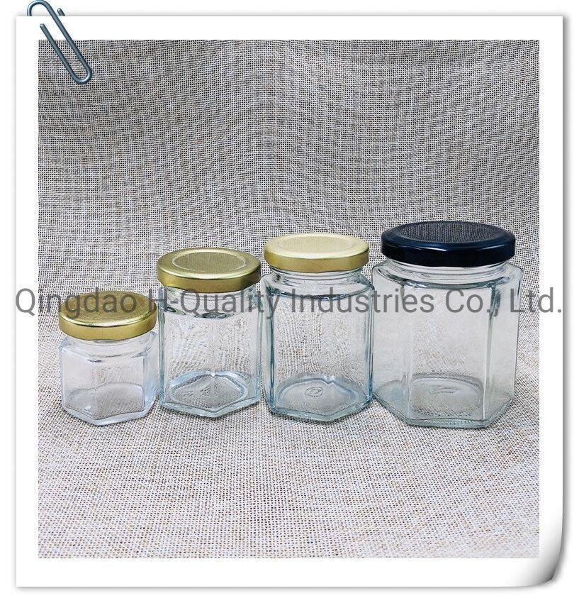 Six-Sided Glass Bottle, Honey Bottle, Pickles Bottle, Coffee Bottle with Cap