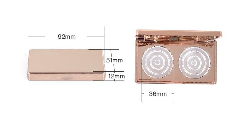 Gold Custom Logo Mini Square Beauty Make up Compact Pressed Metalized Magnetic Plastic Packaging Eyeshadow Case Makeup Palette Empty Eyebrow Case Box Container