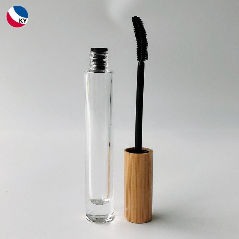 10ml Bamboo Applicator Cap Mascara Lip Gloss Container Transparent Clear Amber Glass Tube