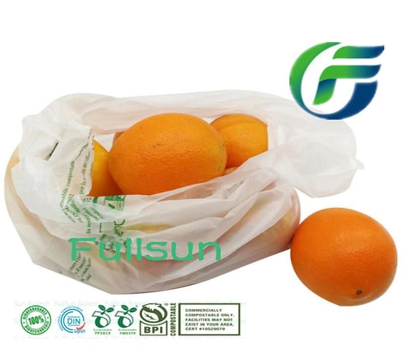 Biodegradable Retail Food Packaging Bagtote Compostable Supermarket Promotional Handle Plastic Bag