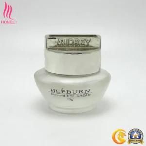 15g Frosted Eye Cream Glass Container with Unique Aluminum Cap
