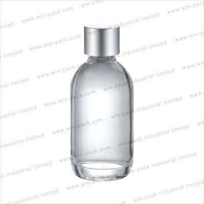 60ml Round Shape Clear Transparent Thick Glass Cosmetic Packaging with Silver Cap and Wiper for Essential Oil