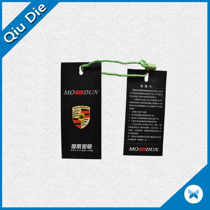 Softtouch Film Black Cardboard Hangtag for High Quality Garment