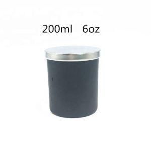 Matte Black Empty 200ml 6oz Glass Candle Jar Holder Wax with Metal Lid Container Bottles