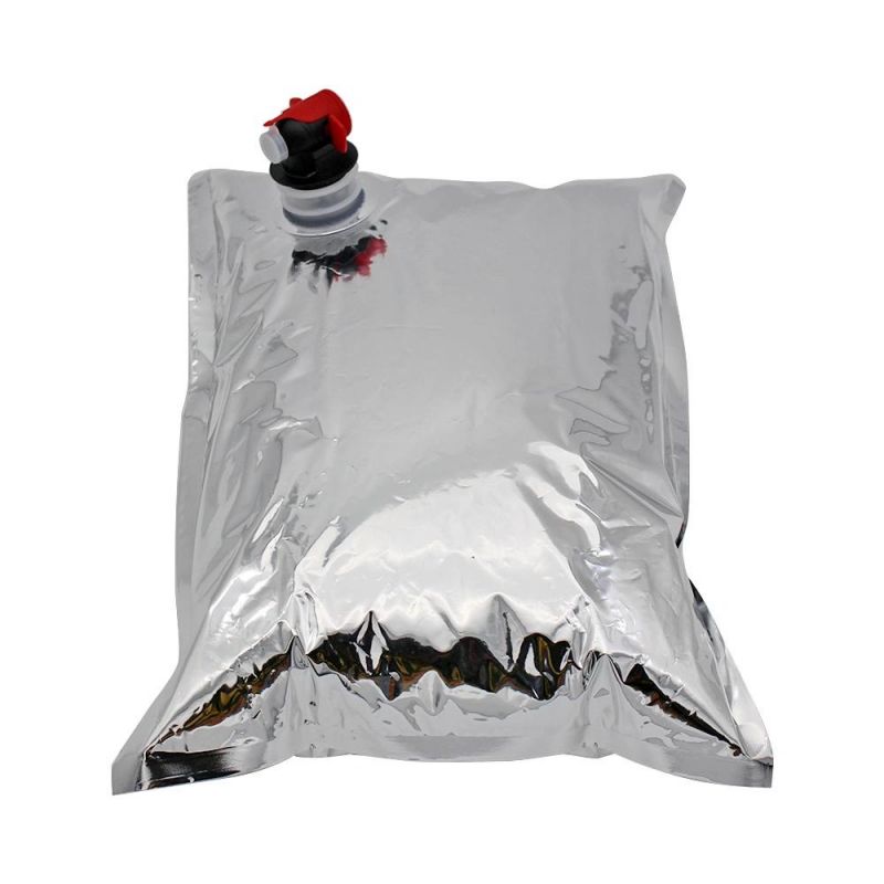 Bib Bag in Box Food Grade Portable Shape Aluminium Foil Spout Packaging Wine Bag with Red Tap for Fruit Juice / Oil