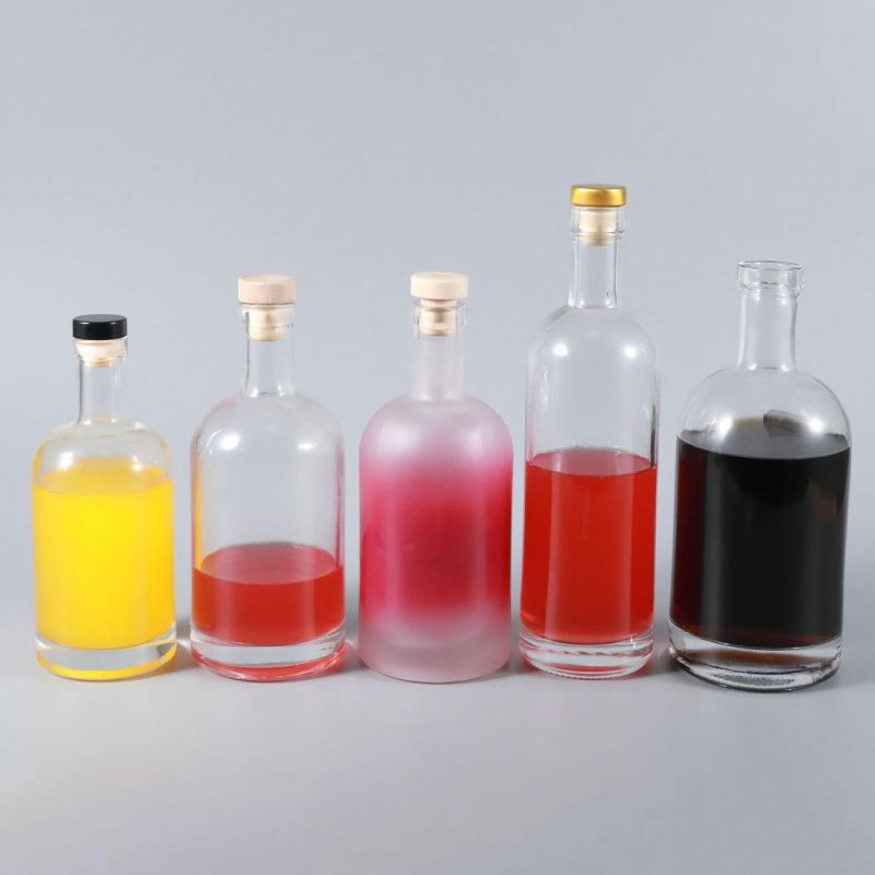 25oz Vodka Wine Glass Bottle Glass Juice Alcoholic Liquor Beverage Drinks Bottle with Rubber 750ml